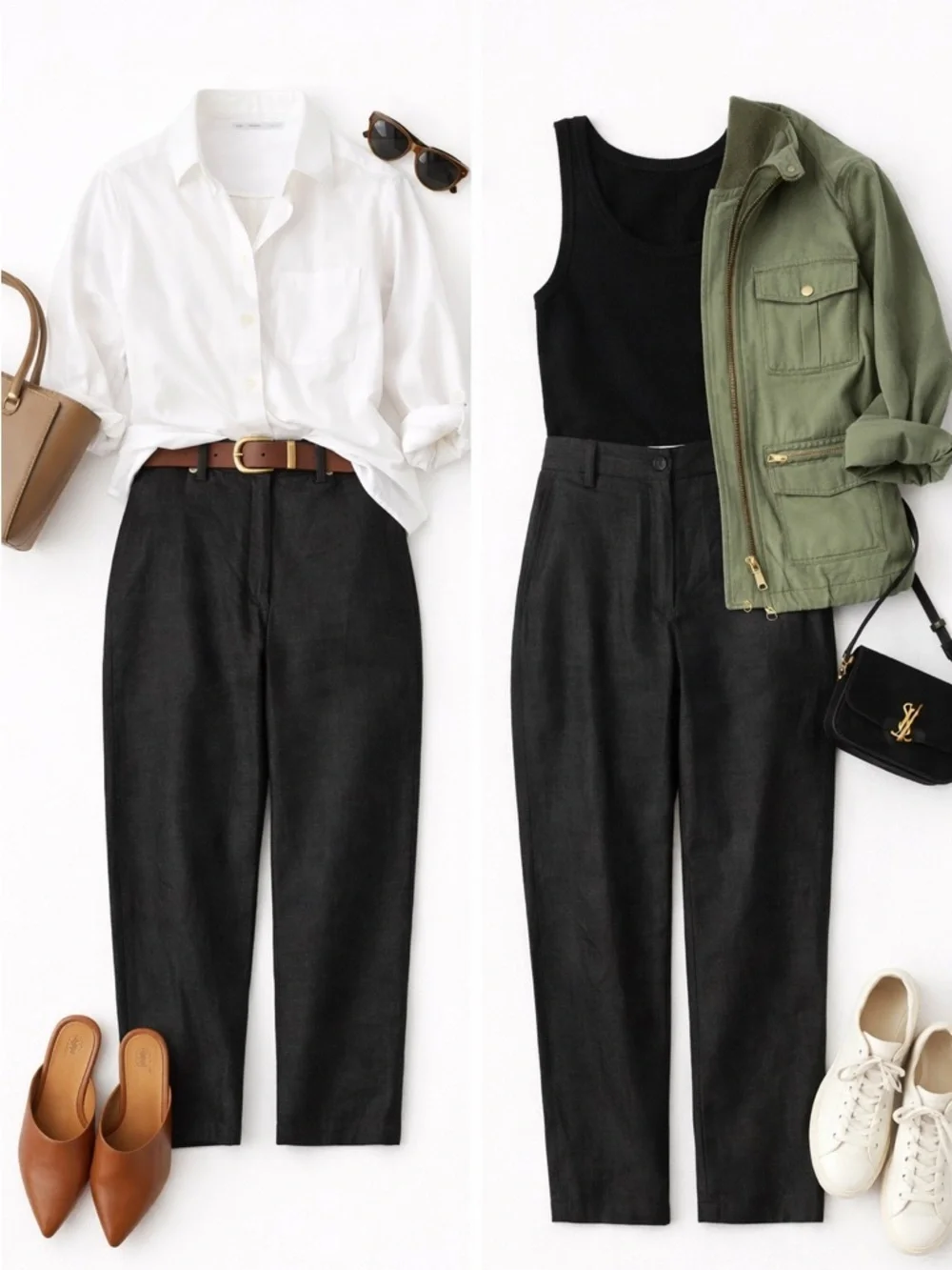 THE RESET R Label | Black Linen Blend Pants | High Rise Straight Leg | Size L